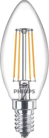 Bec LED filament Philips lumanare B35 E14 4.3W (40W), lumina calda 2700K, 929001889755